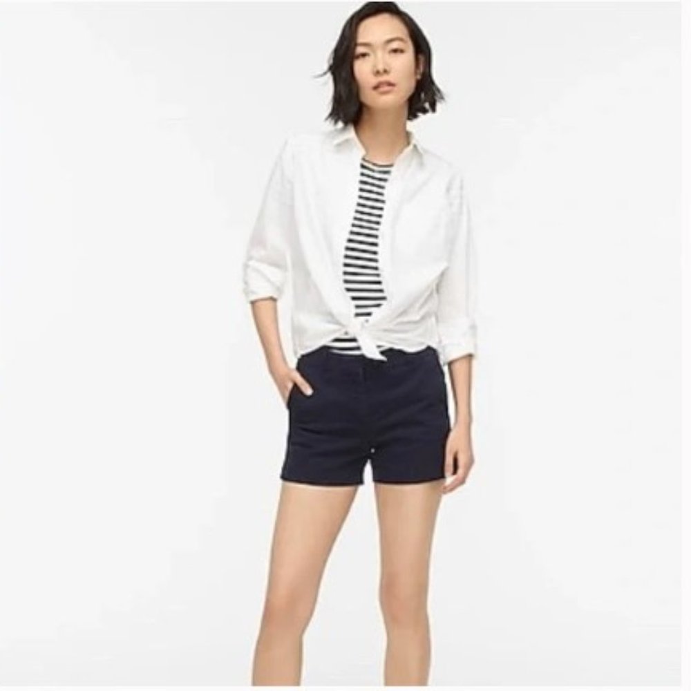 J. Crew - 100% Cotton Broken-in Chino Shorts 3" Inseam 36234 | Size 6: Navy Blue